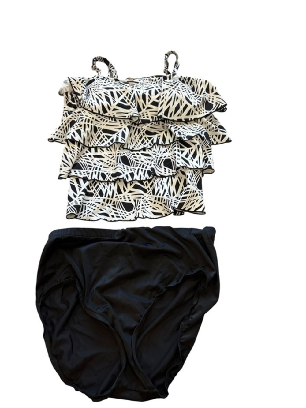 Black & White Ruffle Women's Swim Bikini  Ceeb top with Catalina bottoms